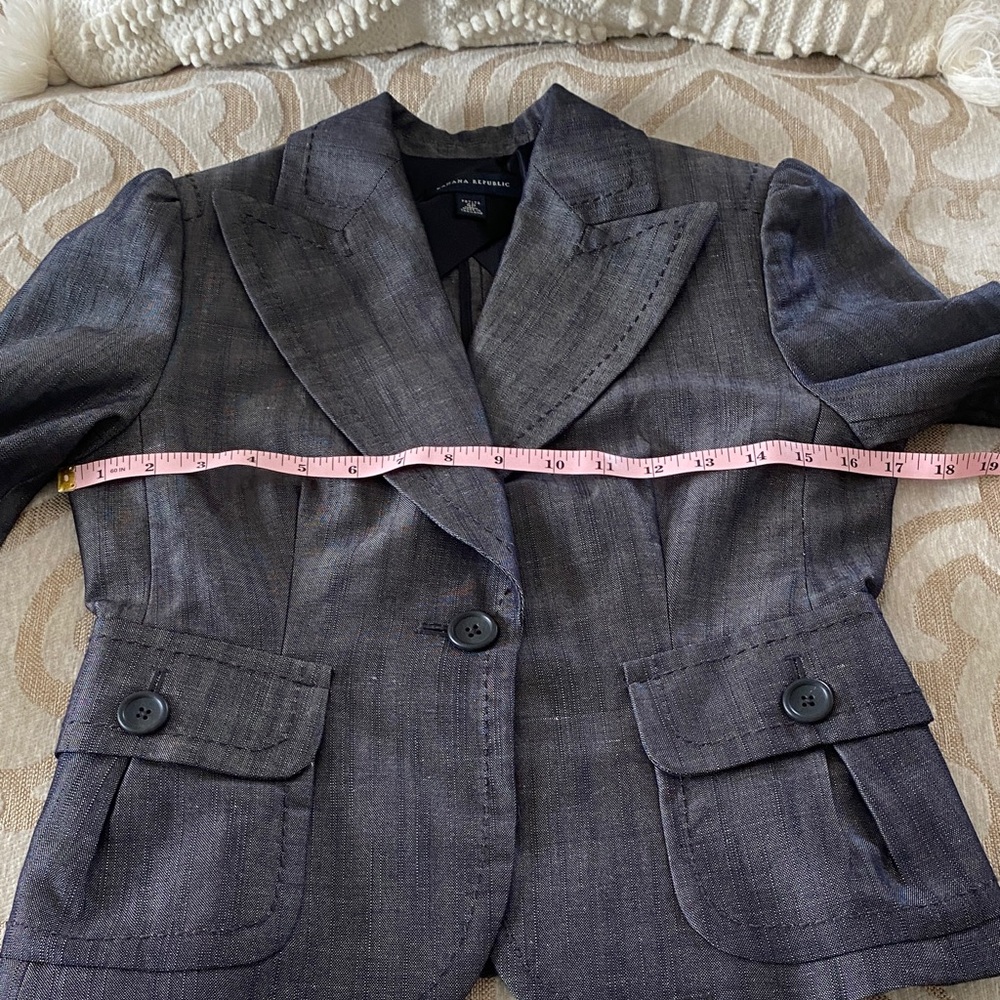 Banana Republic Petite 4P Structured Blazer Charcoal Gray Tailored Work Office - Picture 8 of 10